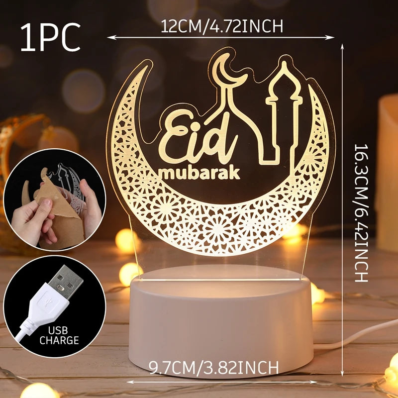 Edle Ramadan & Eid Acryl-Dekorationen – LED Tischleuchten & Deko-Ständer