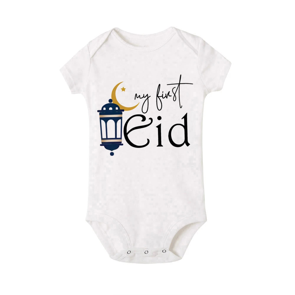 Baby-Body „My First Eid“ – Kurzarm-Strampler für Neugeborene, Weicher und Bequemer Feiertags-Outfit